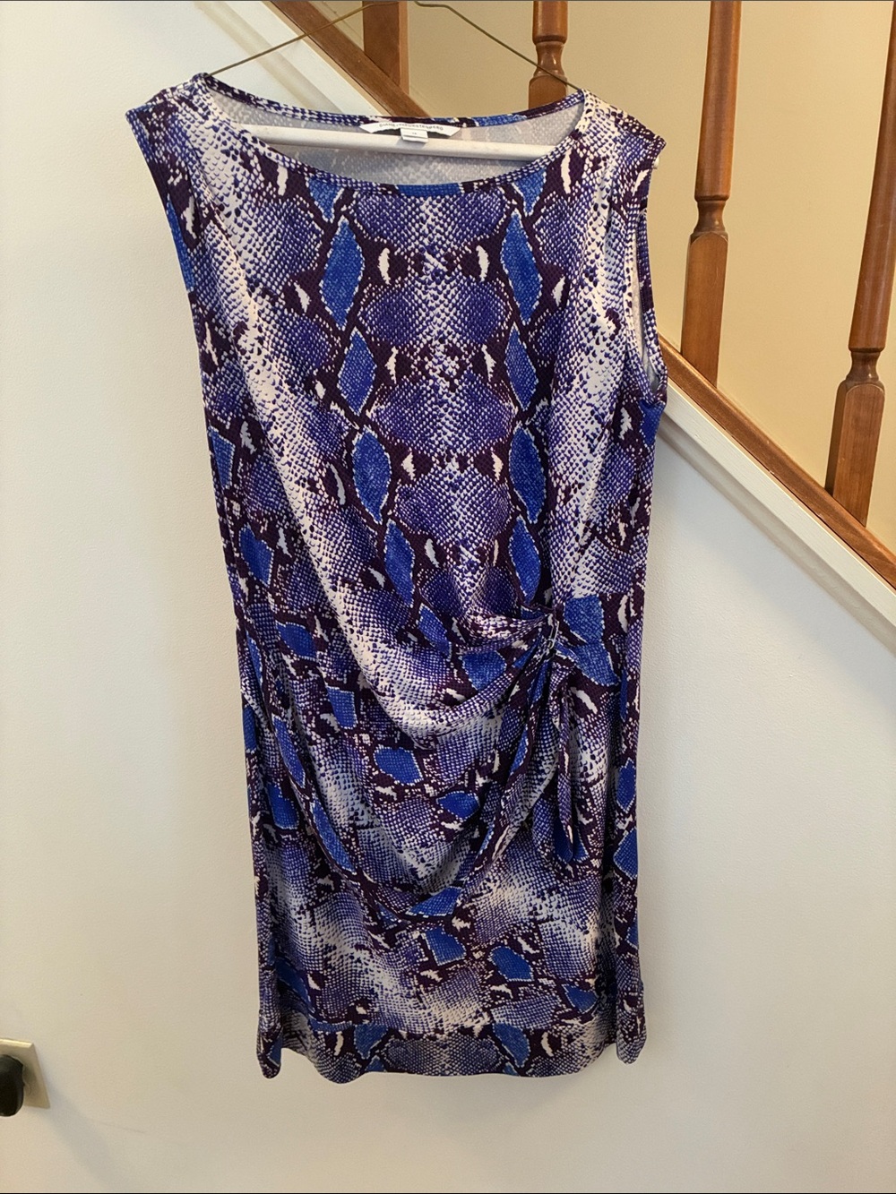 Diane Von Furstenberg Blue and Black Snakeskin Print Dress